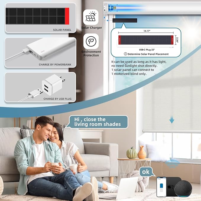 SmartWings 70% Light Filtering Motorized Roller Shades Work - Image 2