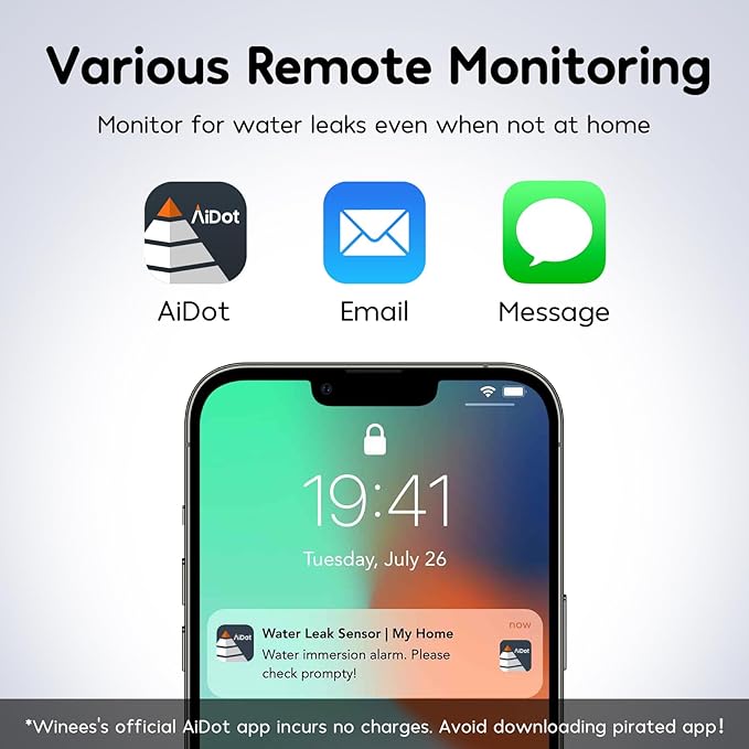 Winees WiFi Water Leak Detector, 1 Pack Water Sensors - Image 2