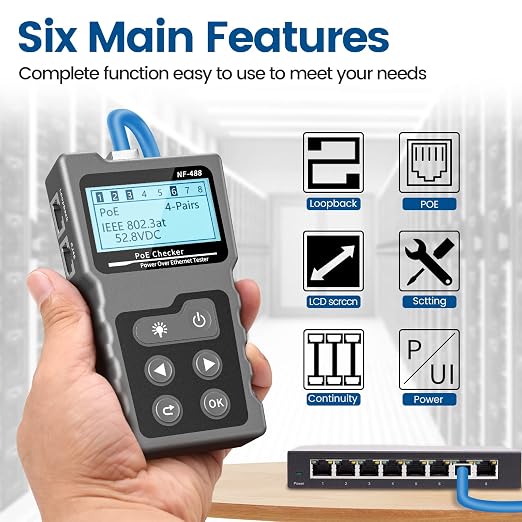 RJ45 Network Cable Tester, VXSCAN Multifunction Poe Ethernet Cable Tester Kit - Image 2