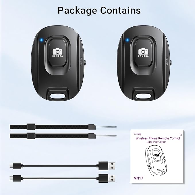 2 Pack Wireless Remote Shutter for iPhone Camera, Portable Rechargeable Photo - Image 8