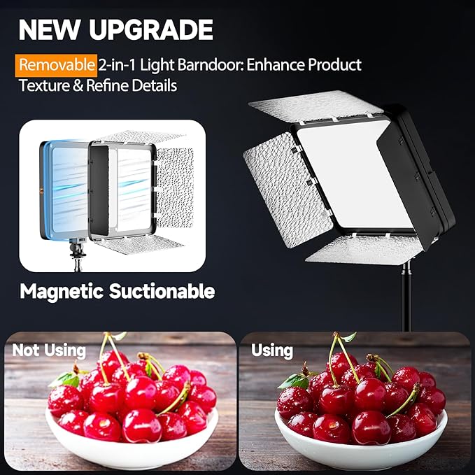 EMART LED Video Light Kit with Phone Holder & Barndoor, 2800-7000K Dimmable - Image 2