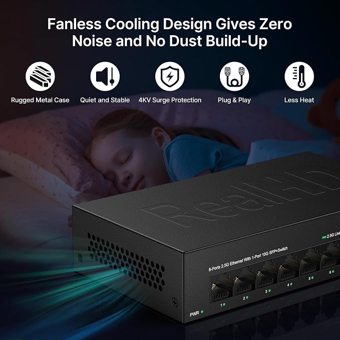 Real HD 8 Port 2.5G Ethernet Switch Unmanaged Network Switch - Image 4