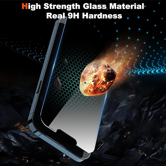 YMHML 2 Pack for iPhone 12 Pro Max Privacy Screen Protector Tempered Glass - Image 3