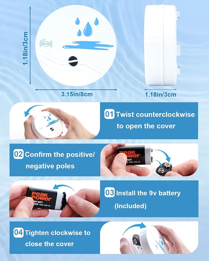 10 Pack Water Leak Detectors for Home, 100dB Waterproof Water Sensor Alarm Leak - Image 6