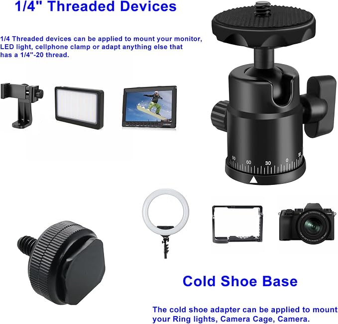 Universal 1/4" Swivel Mini Ball Head Screw Tripod Mount - Image 5