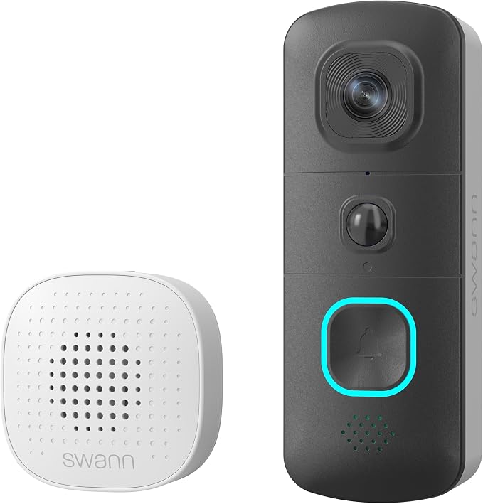 Swann EVO Video Doorbell: HD Video, Wired or Wire-Free, 140° Head-to-Toe View by SwannUSA