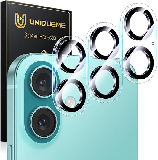 UniqueMe for 3 Pack iPhone 16 / iPhone 16 Plus/iPhone 17 Camera Lens Protector by UniqueMe