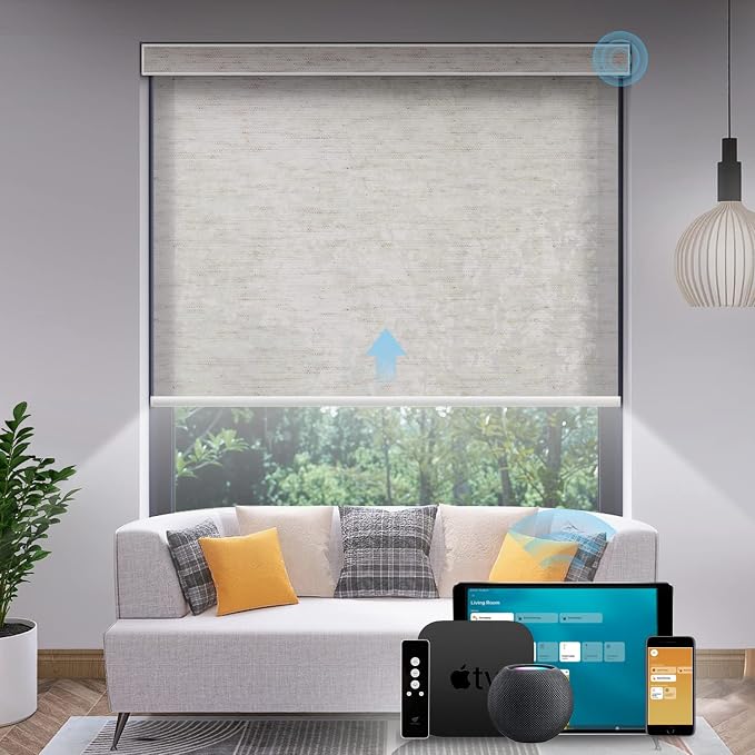 SmartWings Light Filtering Motorized Roller Shades Work by SmartWings