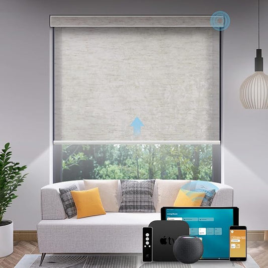 SmartWings Light Filtering Motorized Roller Shades Work by SmartWings