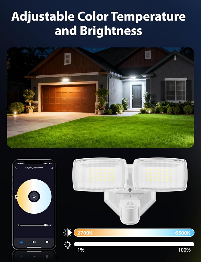 Onforu 32W 3200LM Smart Outdoor Security Light, WiFi Motion Sensor Flood Light - Image 6