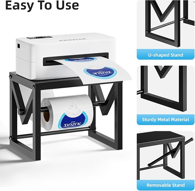 Marbrasse Label Holder for Rolls and Fanfold Labels, Metal Label Printer Holder - Image 3