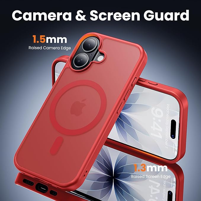 toushion 3 in 1 for iPhone 17 Case Matte Red, Fits MagSafe, Screen Protector*1 - Image 5