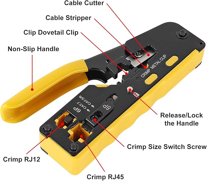 Network Crimping Tool Kit All-in-One Pass Through RJ45 Crimper - Image 2