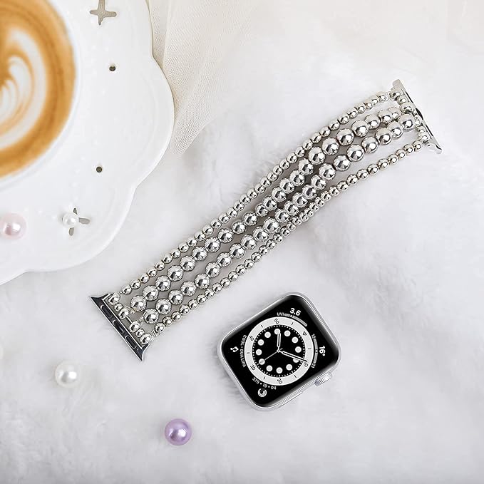 MOFREE Band Compatible with Apple Watch 38mm 40mm 41mm Beaded Bracelet Women - Image 4