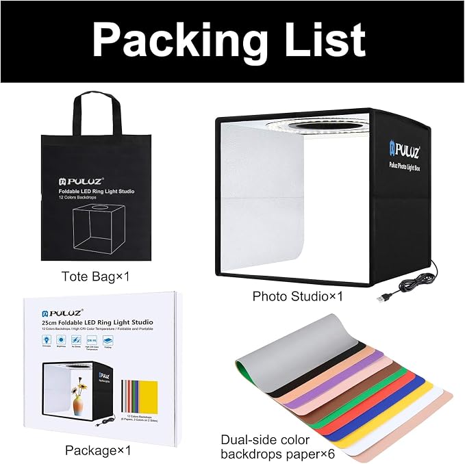 Photo Studio Light Box PULUZ 9.8in/25cm Portable Folding Photography Shooting - Image 8