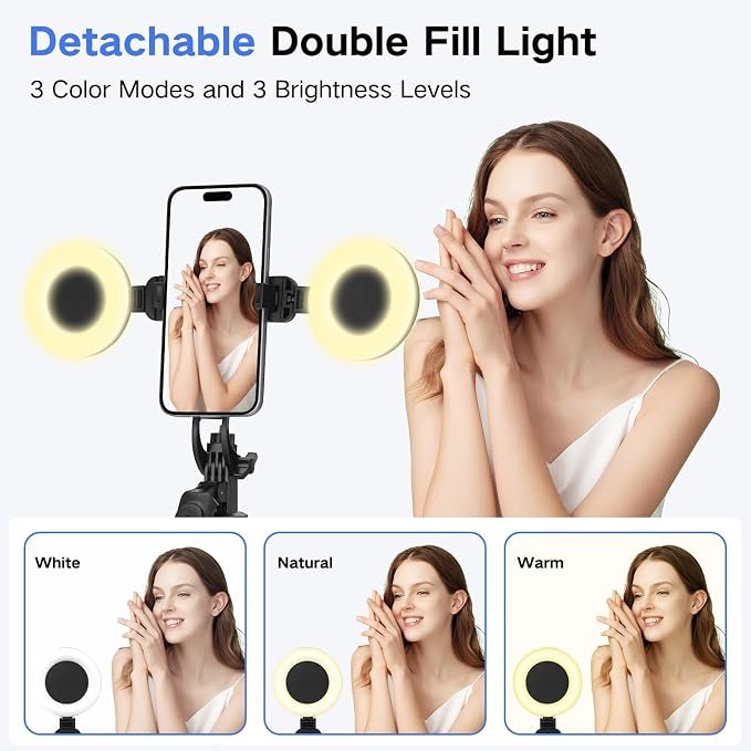 Vlogging Kit for iPhone/Android, Metal Selfie Stick Tripod for iPhone - Image 2