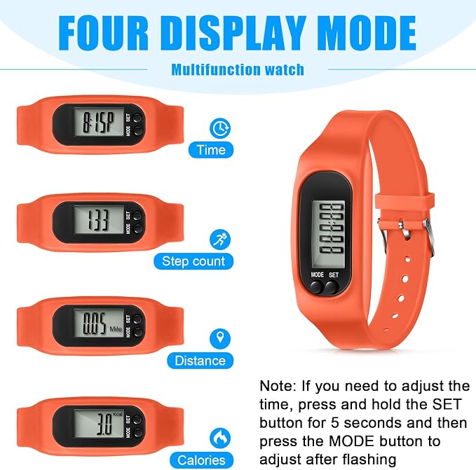 Silicone Fitness Tracker Watch 3 Pcs Walking Running Pedometer Calorie Burning - Image 4