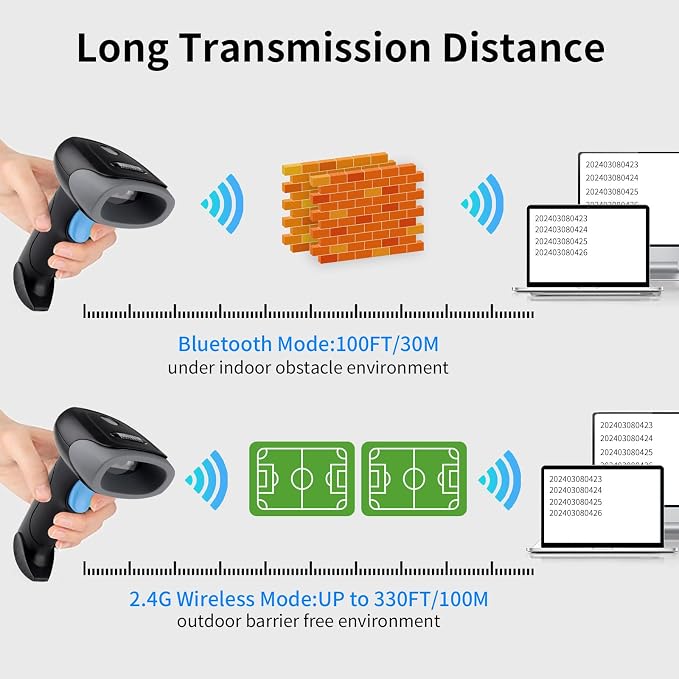 Wireless Barcode Scanner 1D QR Scanner Wireless Handheld Laser Bar Code Reader - Image 4