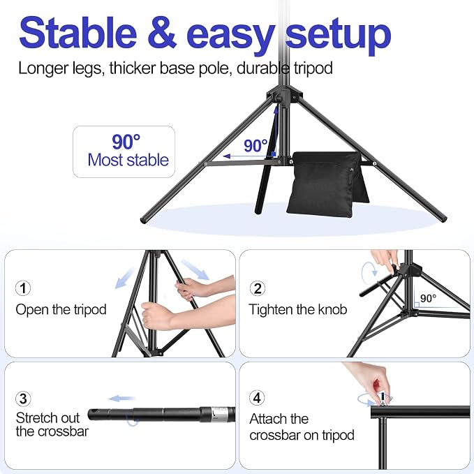 EMART 10x9.2FT Backdrop Stand, Photo Video Studio Adjustable&Lockable Heavy - Image 6