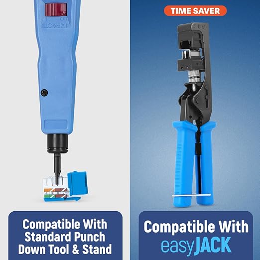 Everest 90° Angled RJ45 Cat6A Keystone Jacks 50-Pack in Blue - Image 4