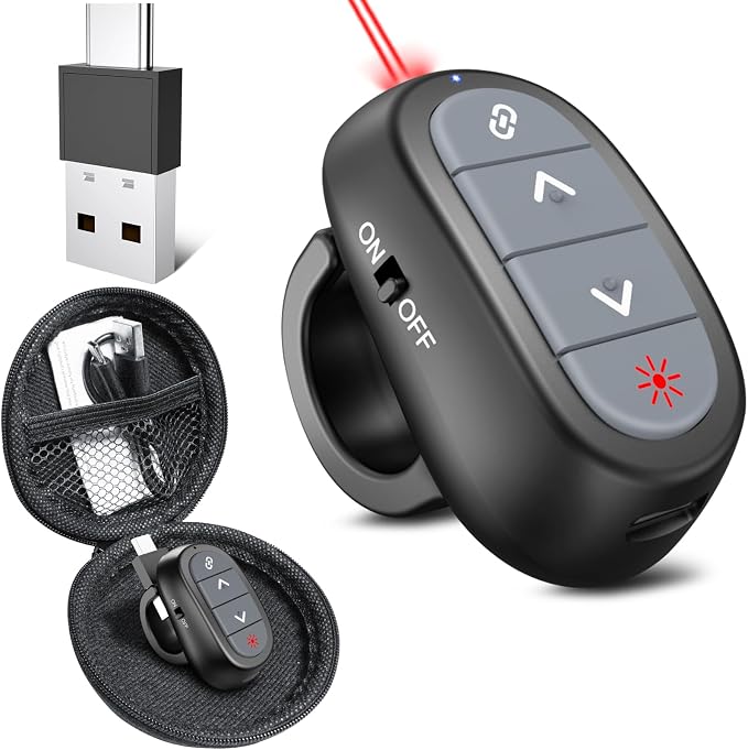 Presentation Clicker PowerPoint Wireless Presenter Remote: USB C Laser Pointer by CLIKBUTM%C2%AE