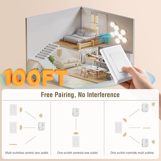 SURAIELEC Wireless Wall Switch Remote Control Outlet, No Wiring Needed - Image 4