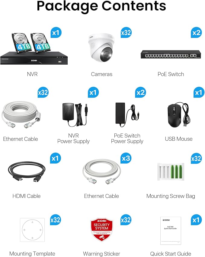 ZOSI 32 Channel 4K PoE Security Camera System, 32 x 4K Spotlight Outdoor Indoor - Image 9