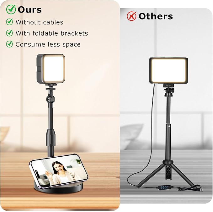 2-Pack Portable Rechargeable LED Video Light, Battery Powered Photography - Image 3