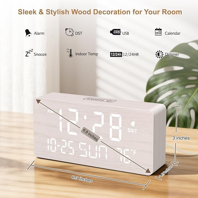 DreamSky Wooden Digital Alarm Clocks - Image 2