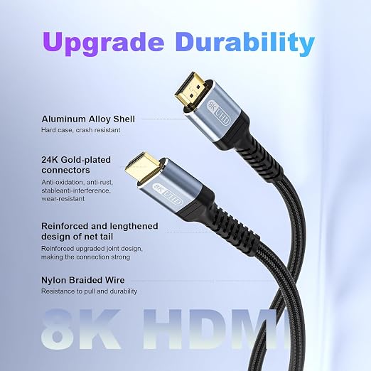 HDMI Cable 3ft 8K 2.1 HDMI 48Gbps Ultra High Speed Stable HDMI Cord-8K@60Hz - Image 7