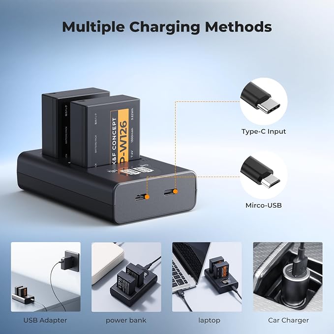K&F Concept 1300mAh NP-W126 NP-W126S Battery and Charger - Image 6