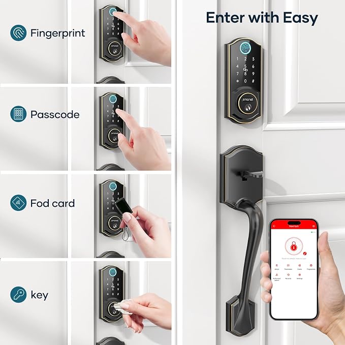 SMONET Front Door Lock Set Keyless Entry, Smart Door Lock - Image 4