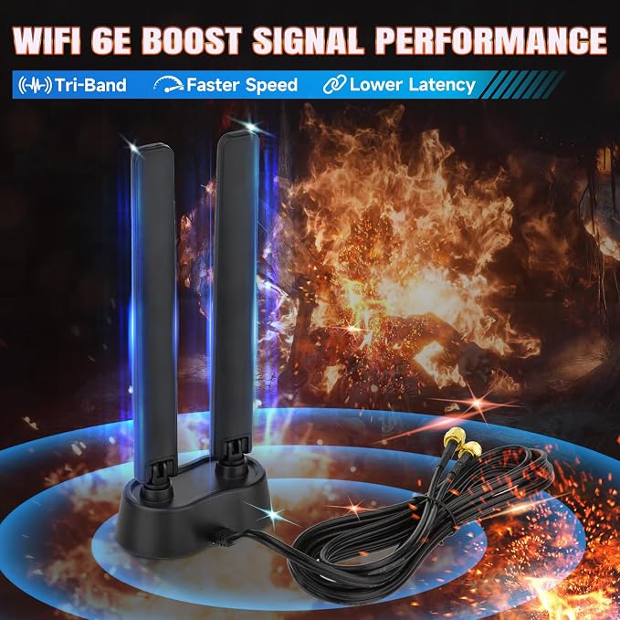 Eightwood 9dBi WiFi 6E Antenna Tri-Band 6GHz 5GHz 2.4GHz Magnetic Base WiFi - Image 3