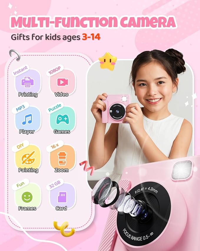 TIATUA Kids Instant Print Camera, Christmas Birthday Gifts - Image 2
