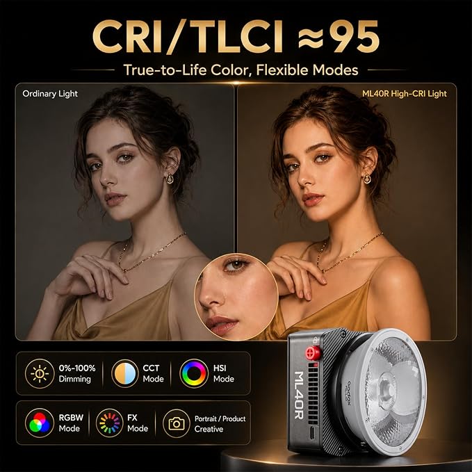 Godox ML40R RGB LED Video Light, Portable COB Photography Light - Image 4