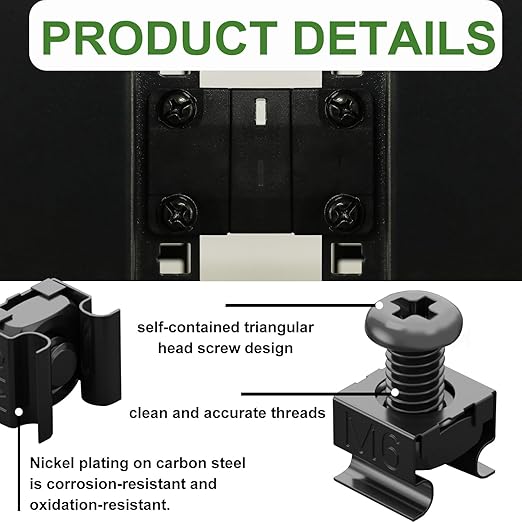 120Pcs M6 x 16mm Rack Mount Cage Nuts, Washers and Self-Locking Cable Ties - Image 3