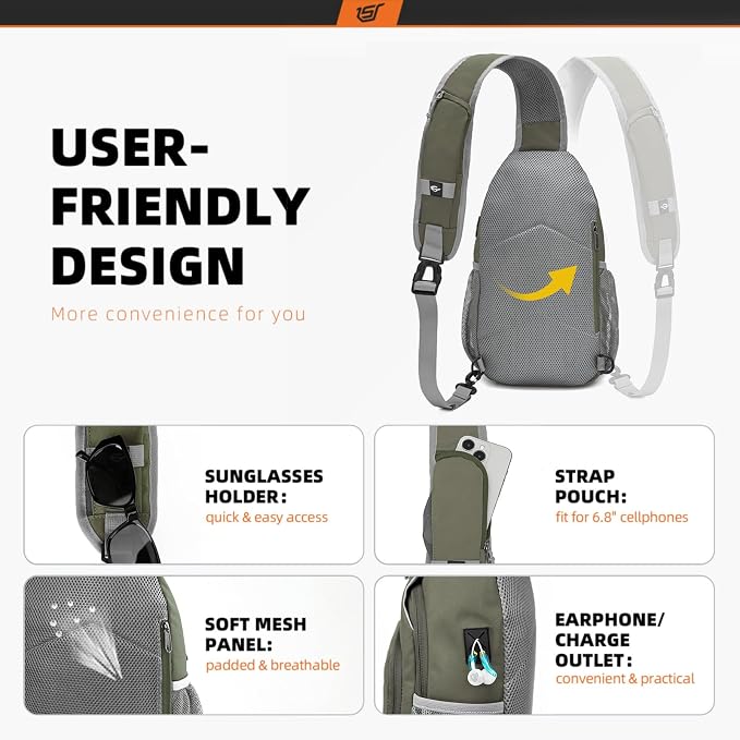 SKYSPER Sling Bag RFID Crossbody Sling Backpack Cross Body Shoulder Bag Travel - Image 4