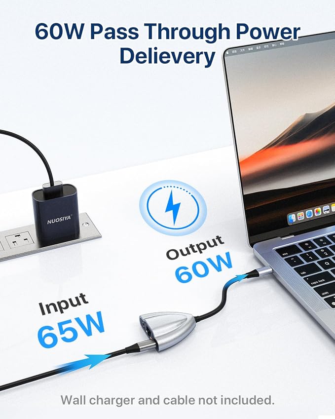 USB C Hub Multiport Adapter, 4 in 1 USB C Spliter to 3.5mm Audio, 1Gbps RJ45 - Image 5