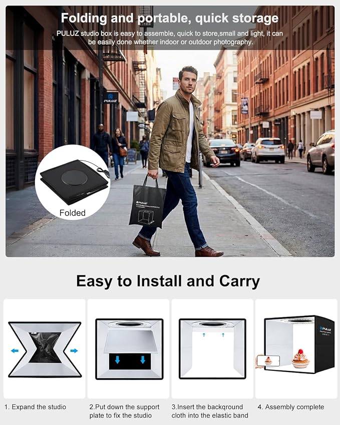 10"x10" Mini Photo Light Box, PULUZ Portable Lightbox - Image 7