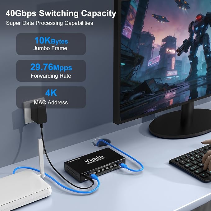8-Port 2.5G Switch Unmanaged, 8 x 10/100/1000/2500Mbps RJ45 Ports, Plug & Play - Image 2