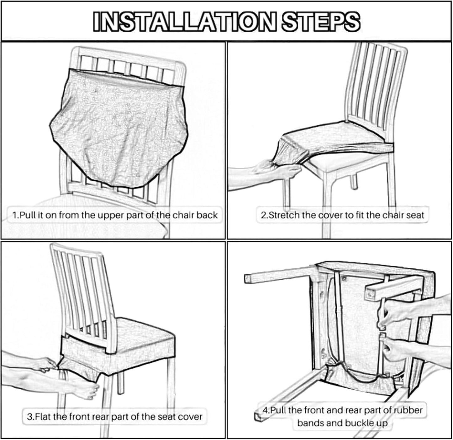 CWK Waterproof PU Leather Dining Chair Covers Set of 6 - Stretchable Chair Seat Slipcovers, Removable & Washable Protector for Dining Room,Home,Office,Wedding,Rear Covers (PU-Coffee)