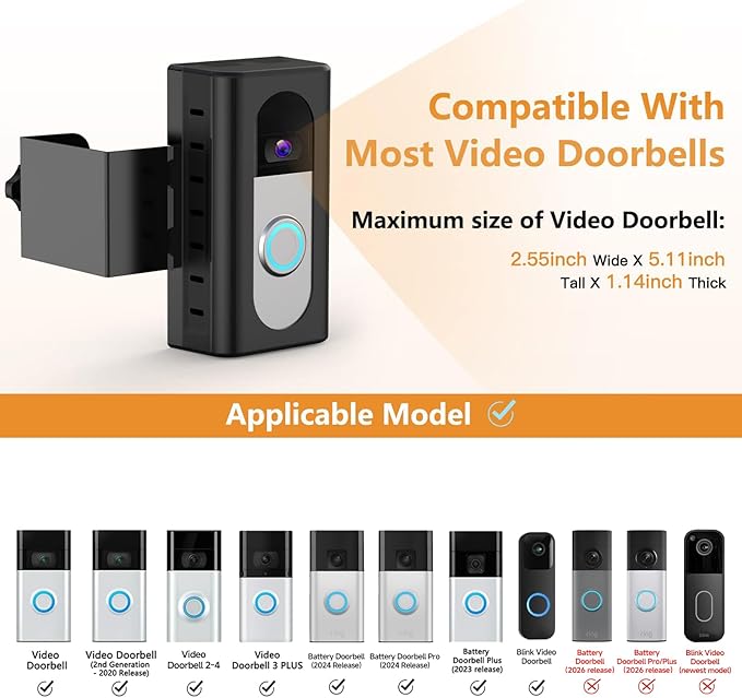 QIBOX Anti-Theft Video Doorbell Mount Compatible - Image 2
