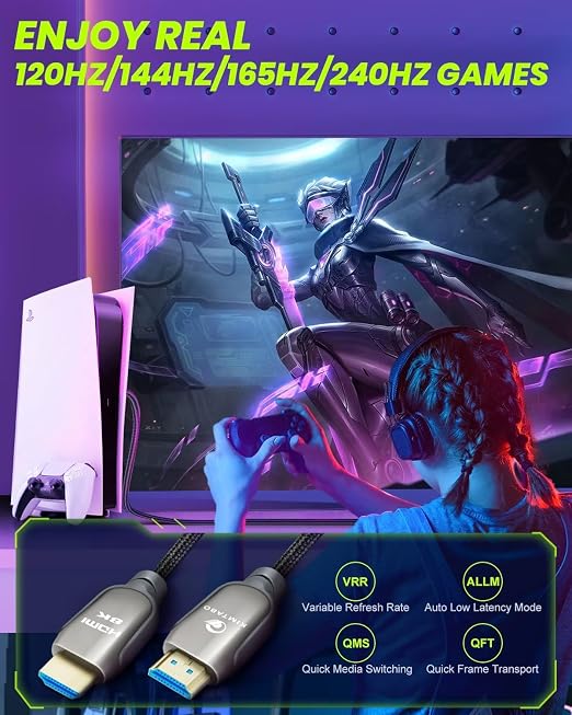 8K HDMI 2.1 Cable 10ft 48Gbps, Ultra High Speed HDMI Cable, 4K HD 120Hz 144Hz - Image 4