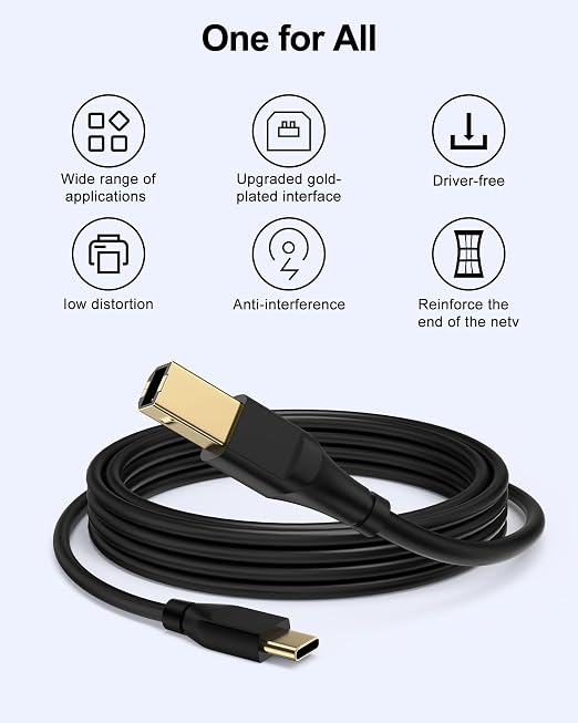 Printer Cable 3ft, Scanner USB C to USB B Cable - Image 2
