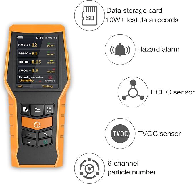Smart Air Quality Meter Indoor 11-in-1 Air Monitor PM1.0 PM2.5 PM10 Dust TVOC - Image 4