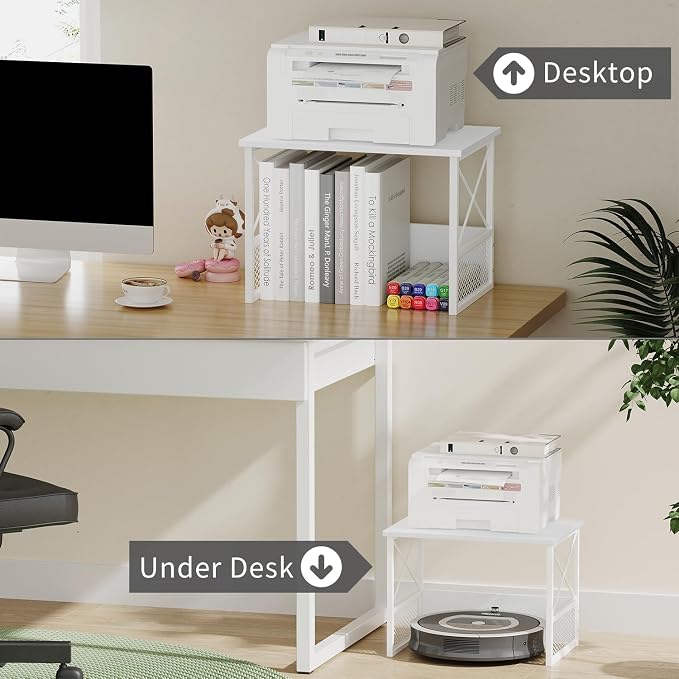 Printer Stand for Desk, Desktop Printer Stand Shelf Organzier for Home Office - Image 5