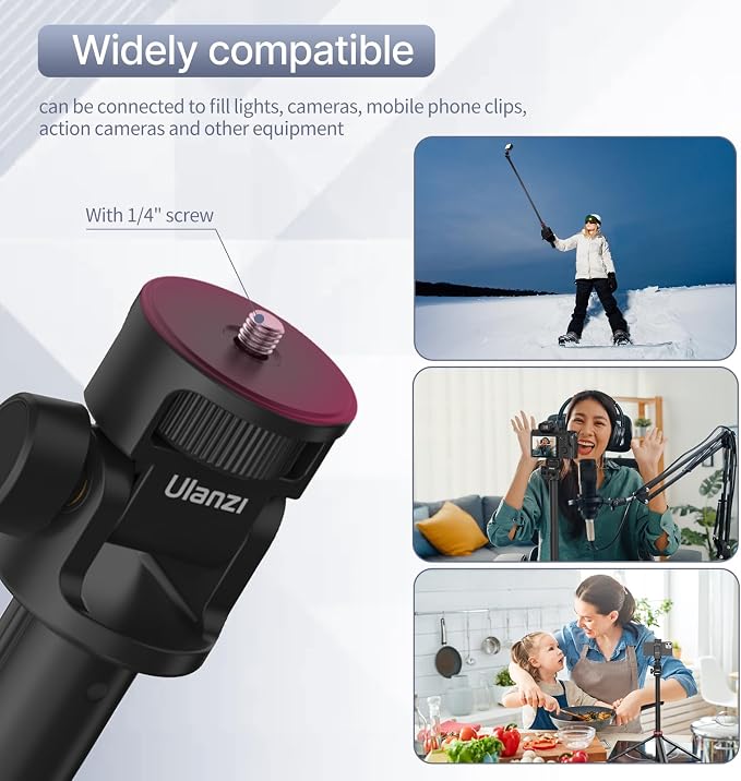 ULANZI 81" Tall Tripod for Camera&Phone, Extendable Aluminum Light Stand - Image 4