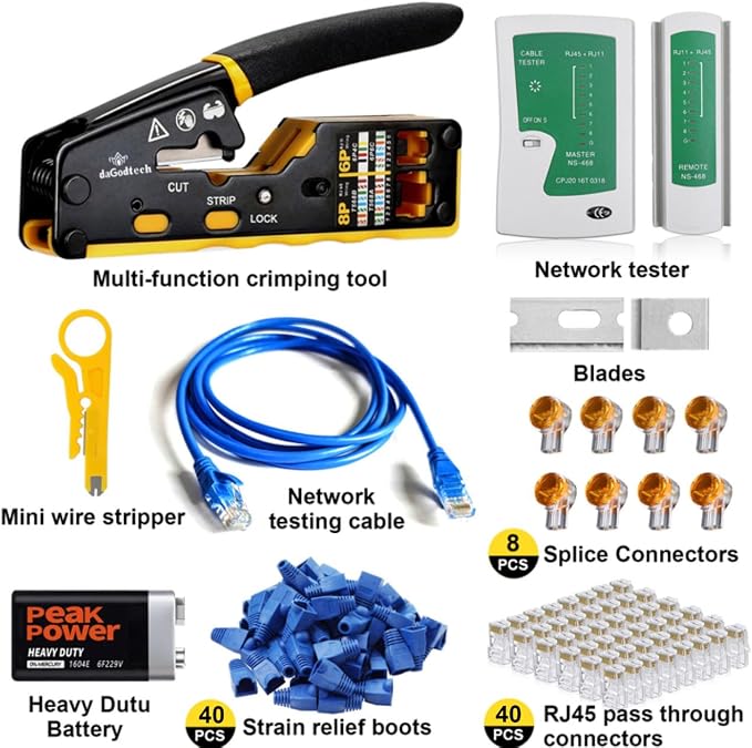 RJ45 Pass Through Crimp Tool Kit, 3-in-1 Ethernet Crimper - Image 2