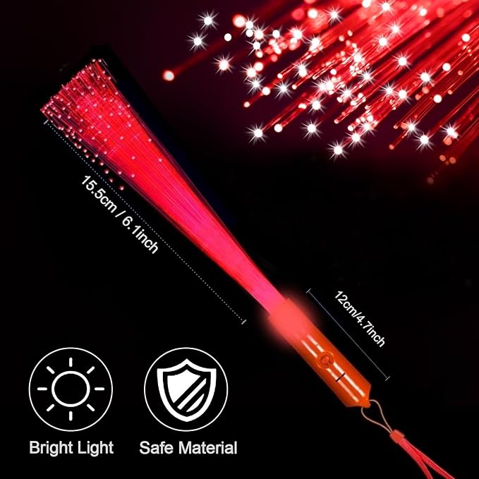 36 Pack Red Glow Fiber Optic Wands Bulk Light up Wand Glow Sticks - Image 2