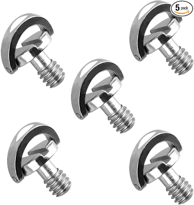 Stainless Steel D Shaft D-Ring 1/4" Tripod Screw, Mounting Screw Adapter by Fotasy